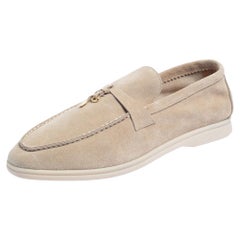 Loro Piana Beige Suede Summer Charms Walk Slip On Loafers Size 45