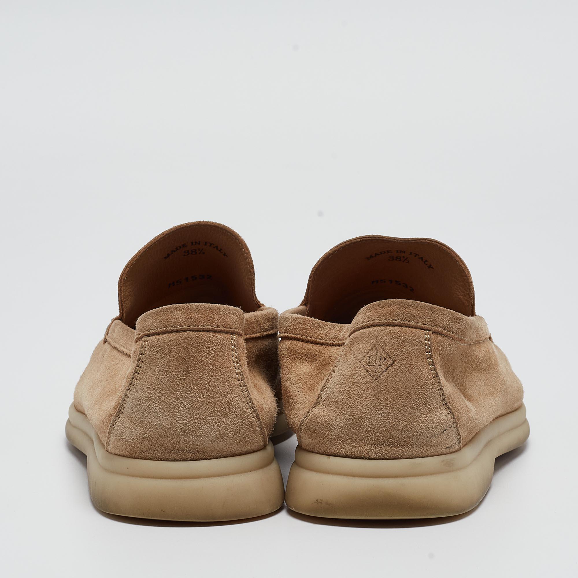 Loro Piana Beige Suede Summer Walk Loafers Size 38.5 1
