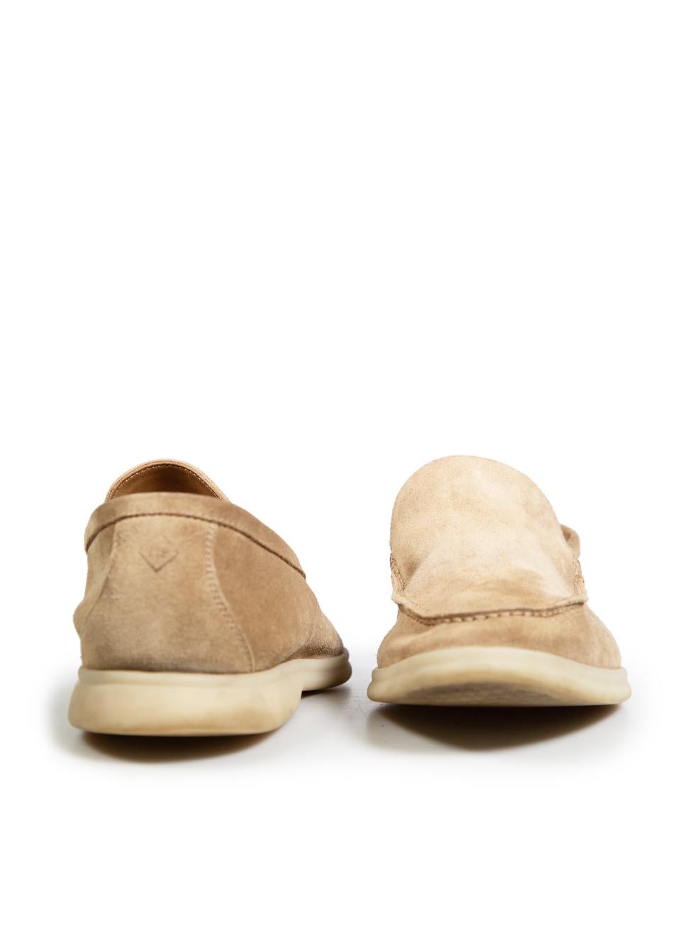 Beige Loro Piana, mocassini estivi in pelle scamosciata beige, taglia IT 42 in vendita