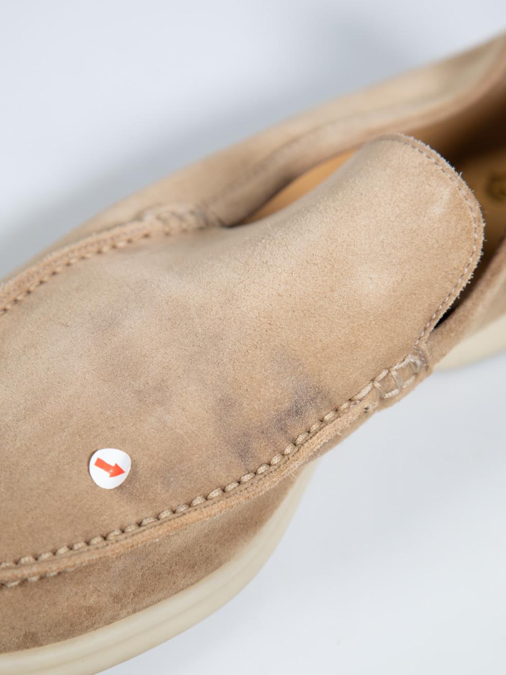 Loro Piana, mocassini estivi in pelle scamosciata beige, taglia IT 42 in vendita 3