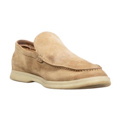 Used Loro Piana Beige Suede Summer Walk Loafers Size IT 42