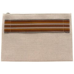 Loro Piana Beige Suitcase Stripe Pouch - New Season