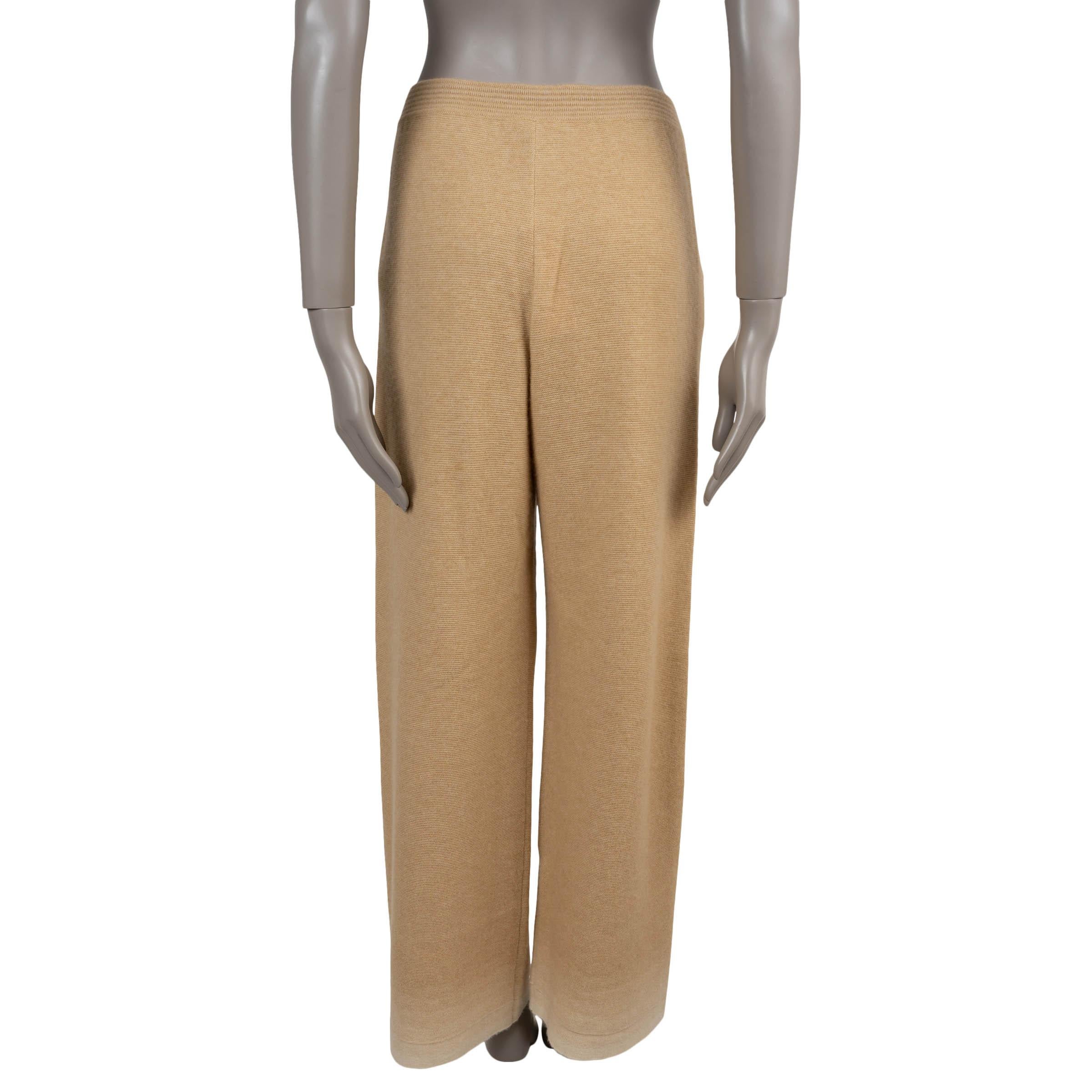 Beige LORO PIANA beige to cream cashmere & silk GRADIENT KNIT TRACK Pants 40 S For Sale