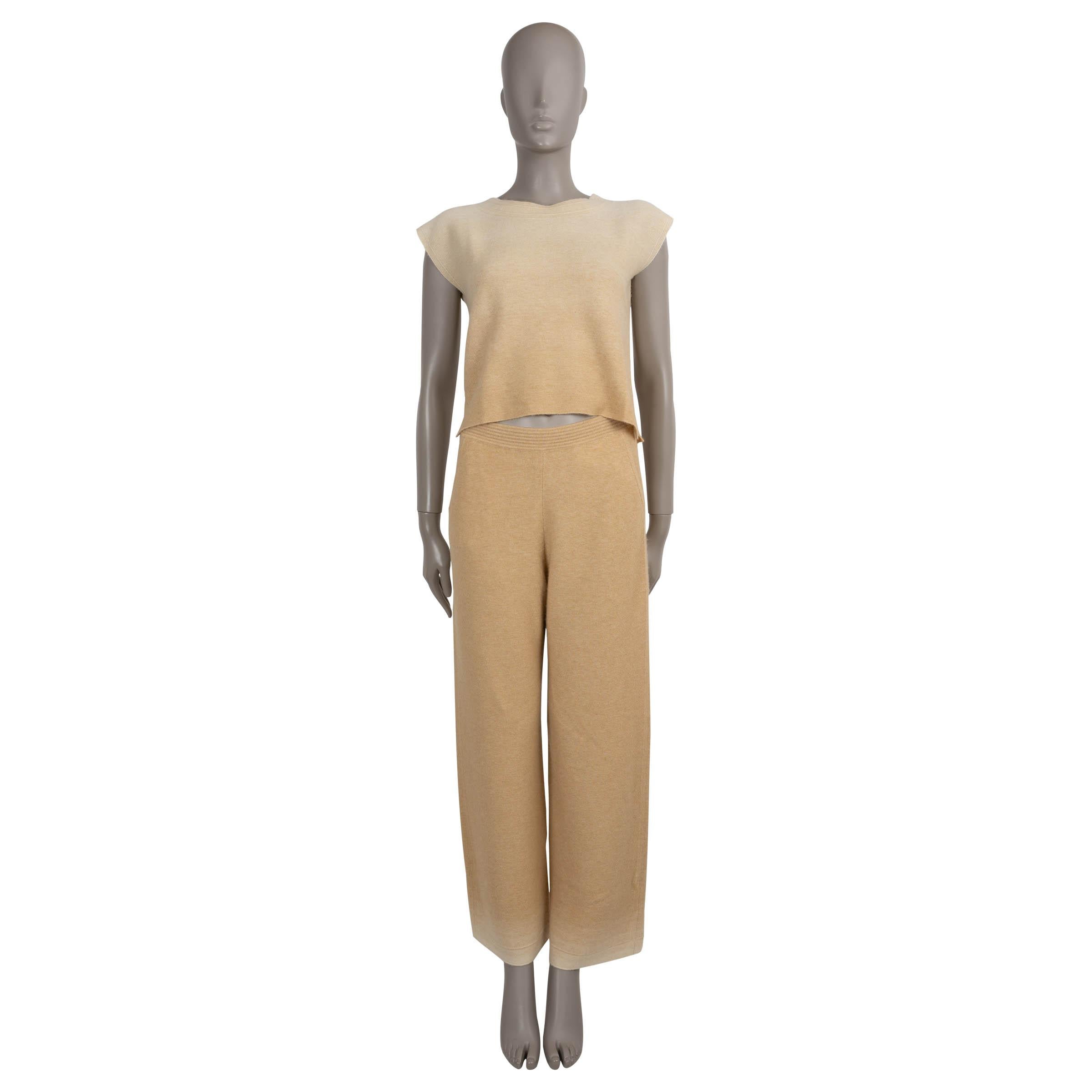 LORO PIANA beige to cream cashmere & silk GRADIENT KNIT TRACK Pants 40 S For Sale 1