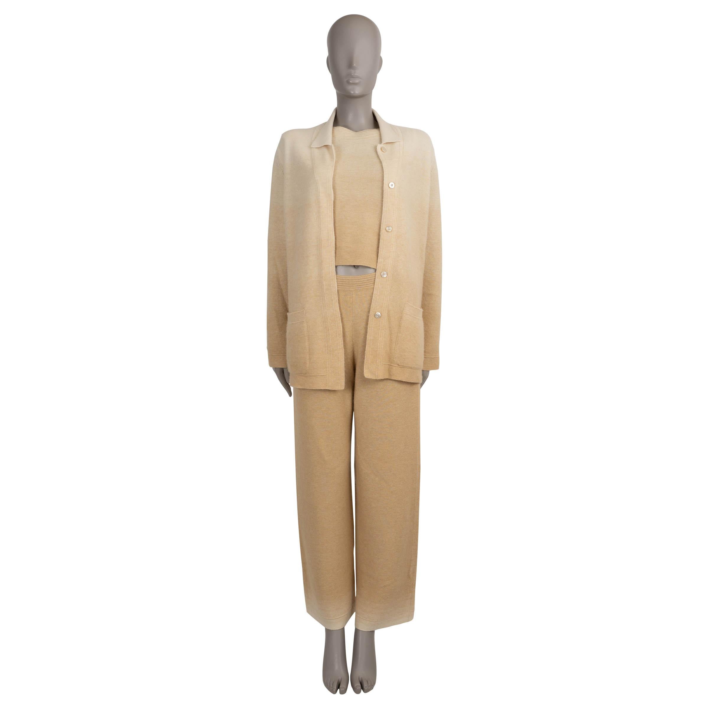 LORO PIANA beige to cream cashmere & silk GRADIENT KNIT TRACK Pants 40 S For Sale 2