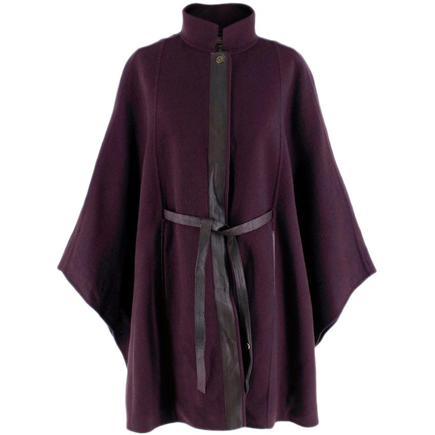 Loro Piana belted leather-trimmed cashmere cape - Size Estimated S