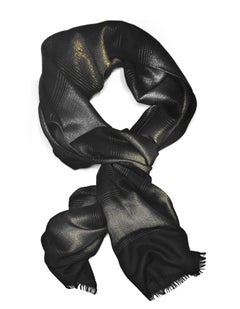 Loro Piana Black & Metallic Gold Cashmere & Silk Scarf