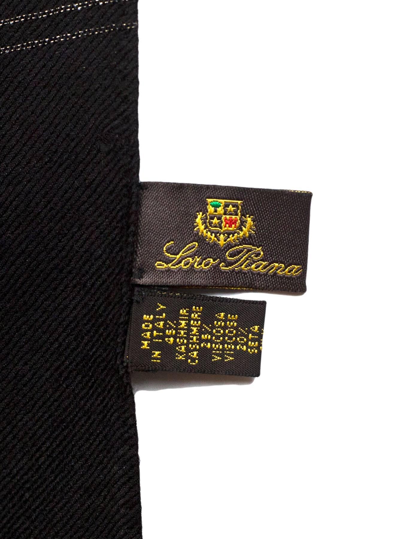 Women's Loro Piana Black & Metallic Gold Cashmere & Silk Scarf