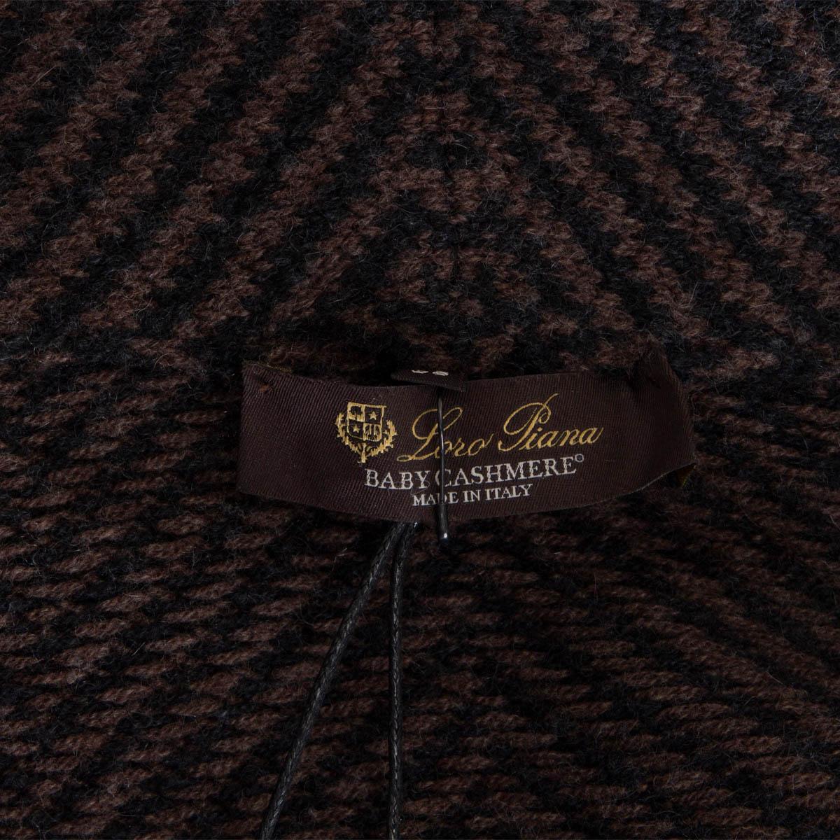 Women's LORO PIANA black & brown cashmere CHEVRON BELTED Wrap Cardigan Sweater 38 XS For Sale
