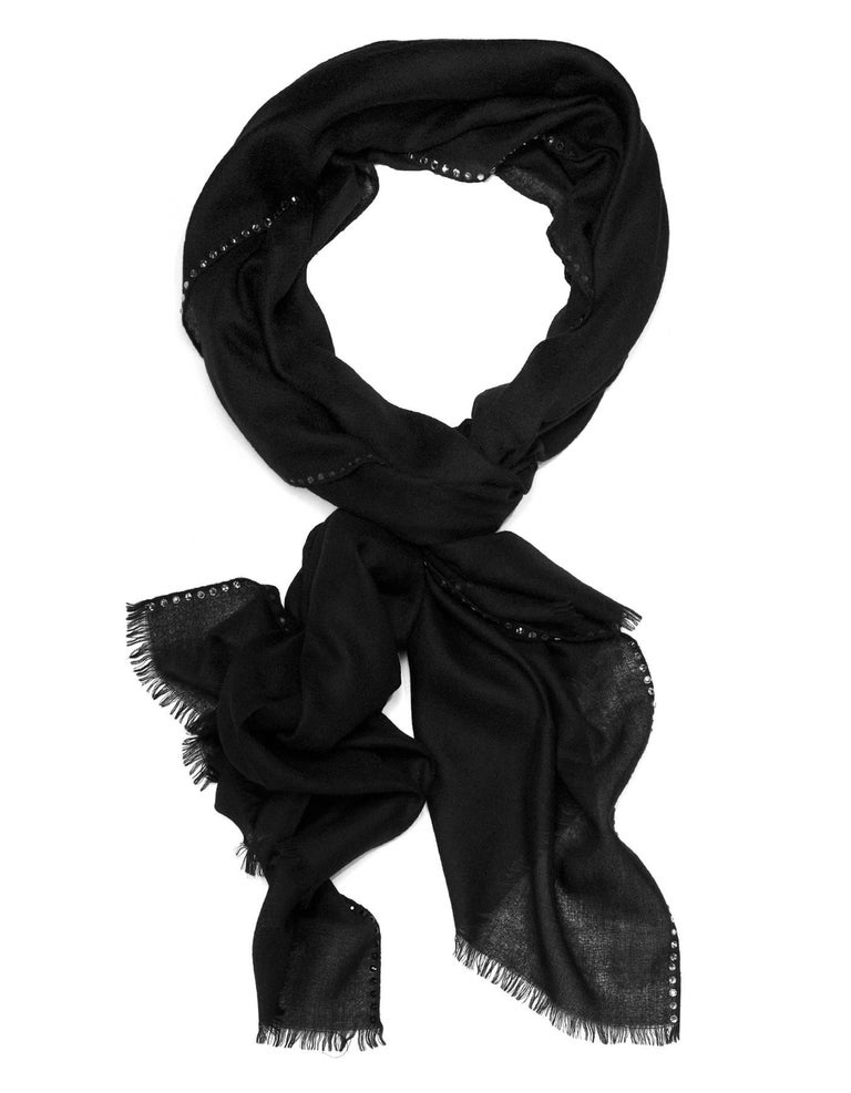 Loro Piana Black Cashmere and Silk Crystal Scarf For Sale at 1stDibs