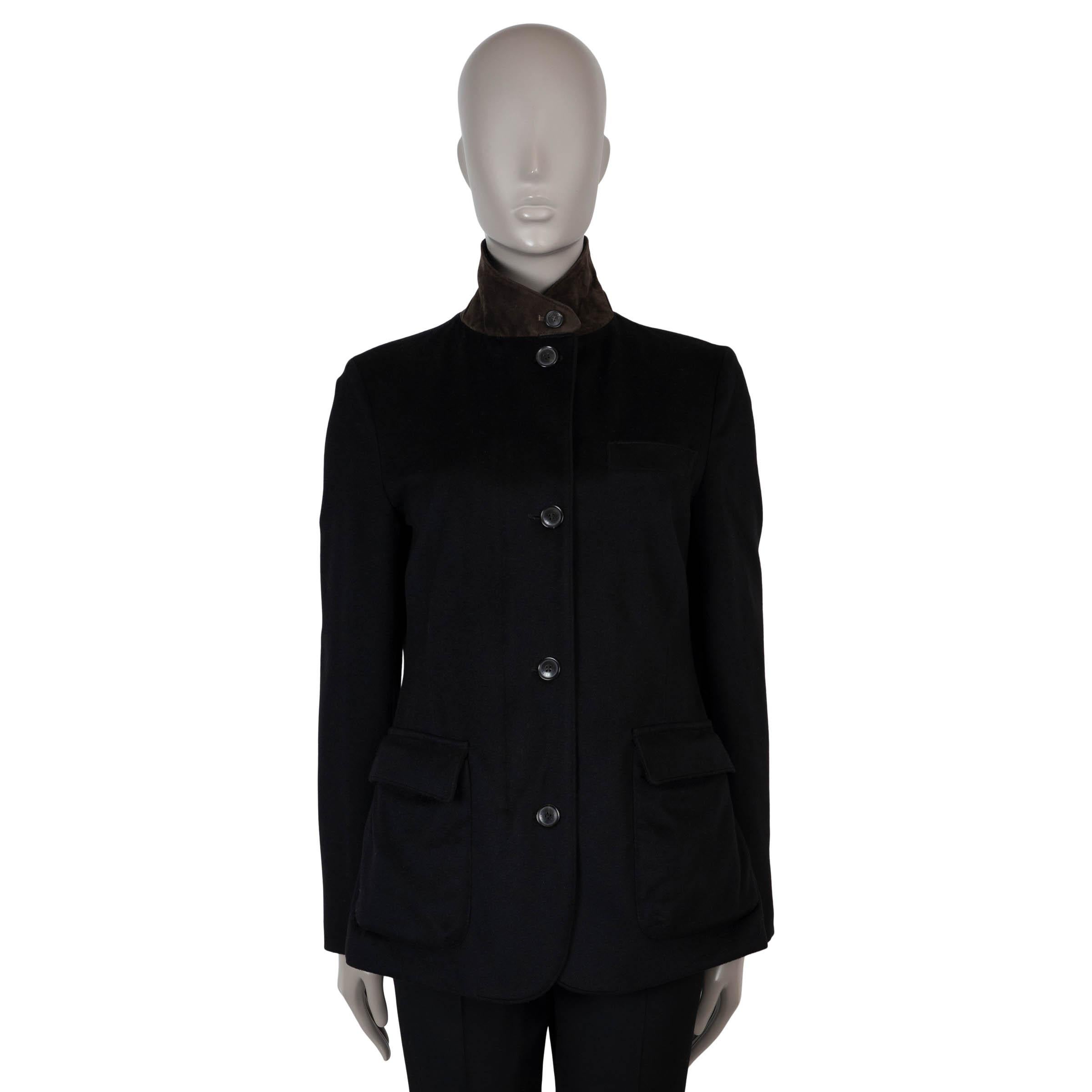 LORO PIANA black cashmere ROADSTER MINI Jacket 42 M en vente