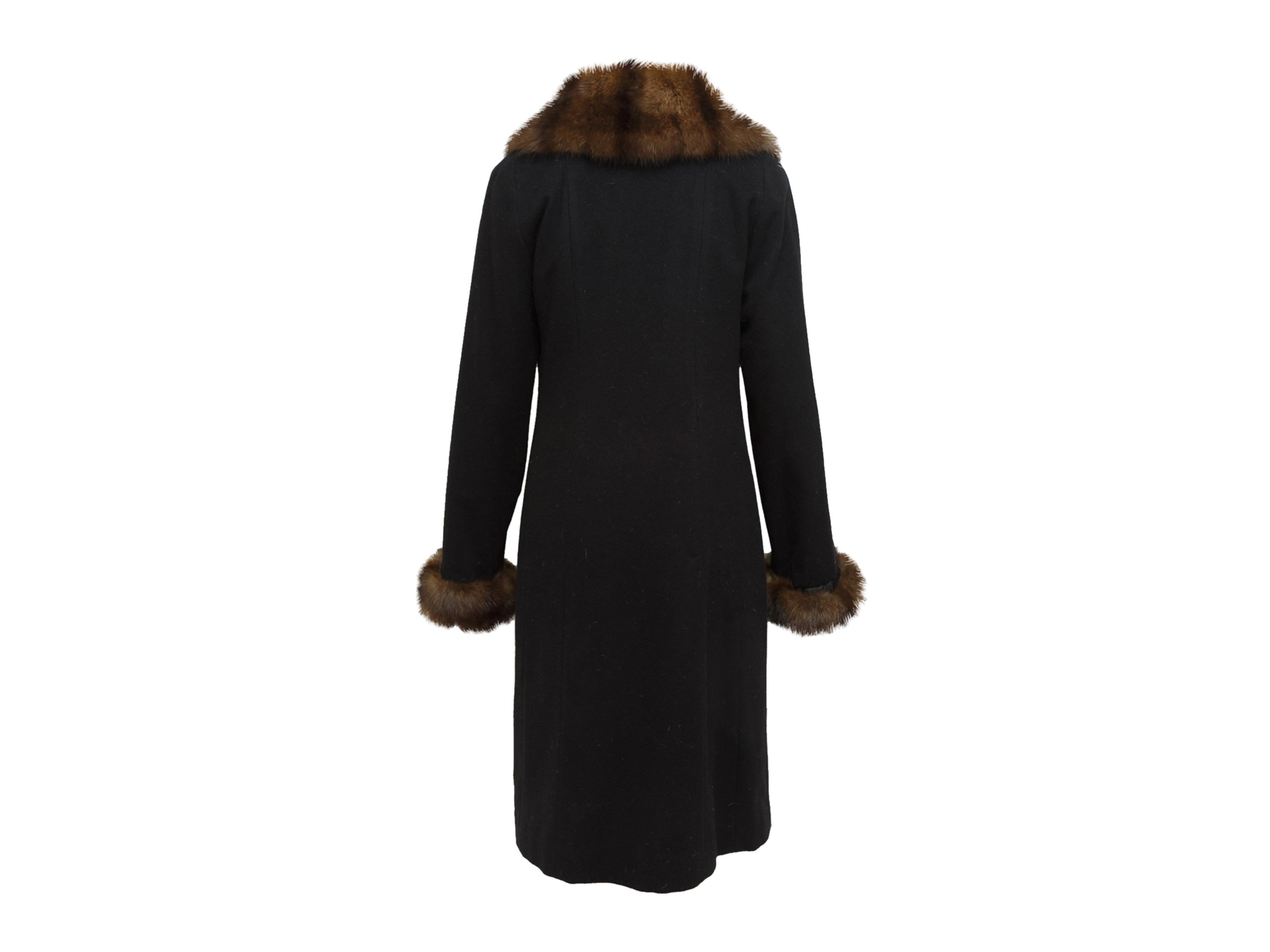 Black Custom Made Loro Piana Cashmere Sable-Trimmed Coat In Good Condition In New York, NY