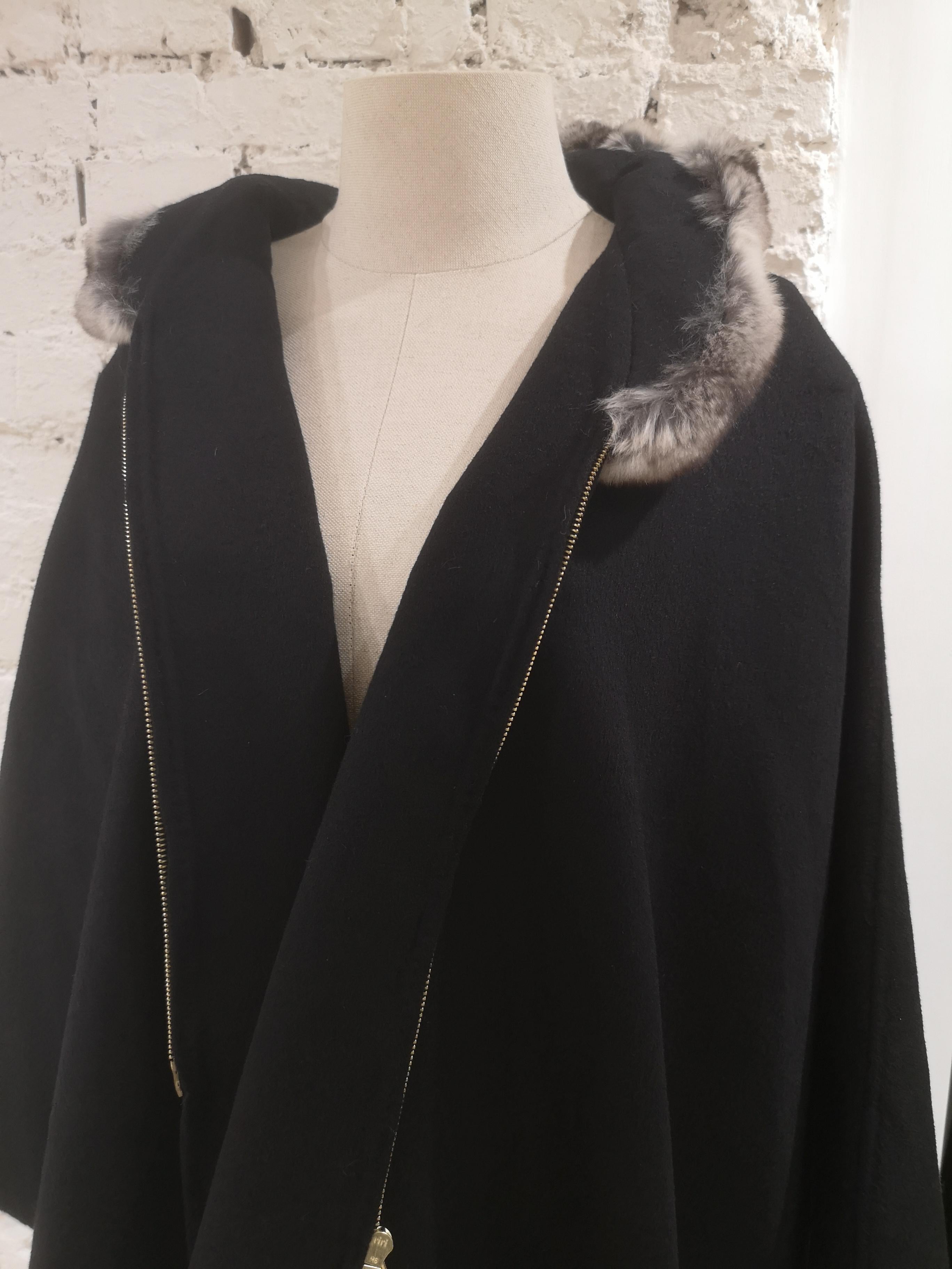 Loro Piana black chinchillà cloak 5