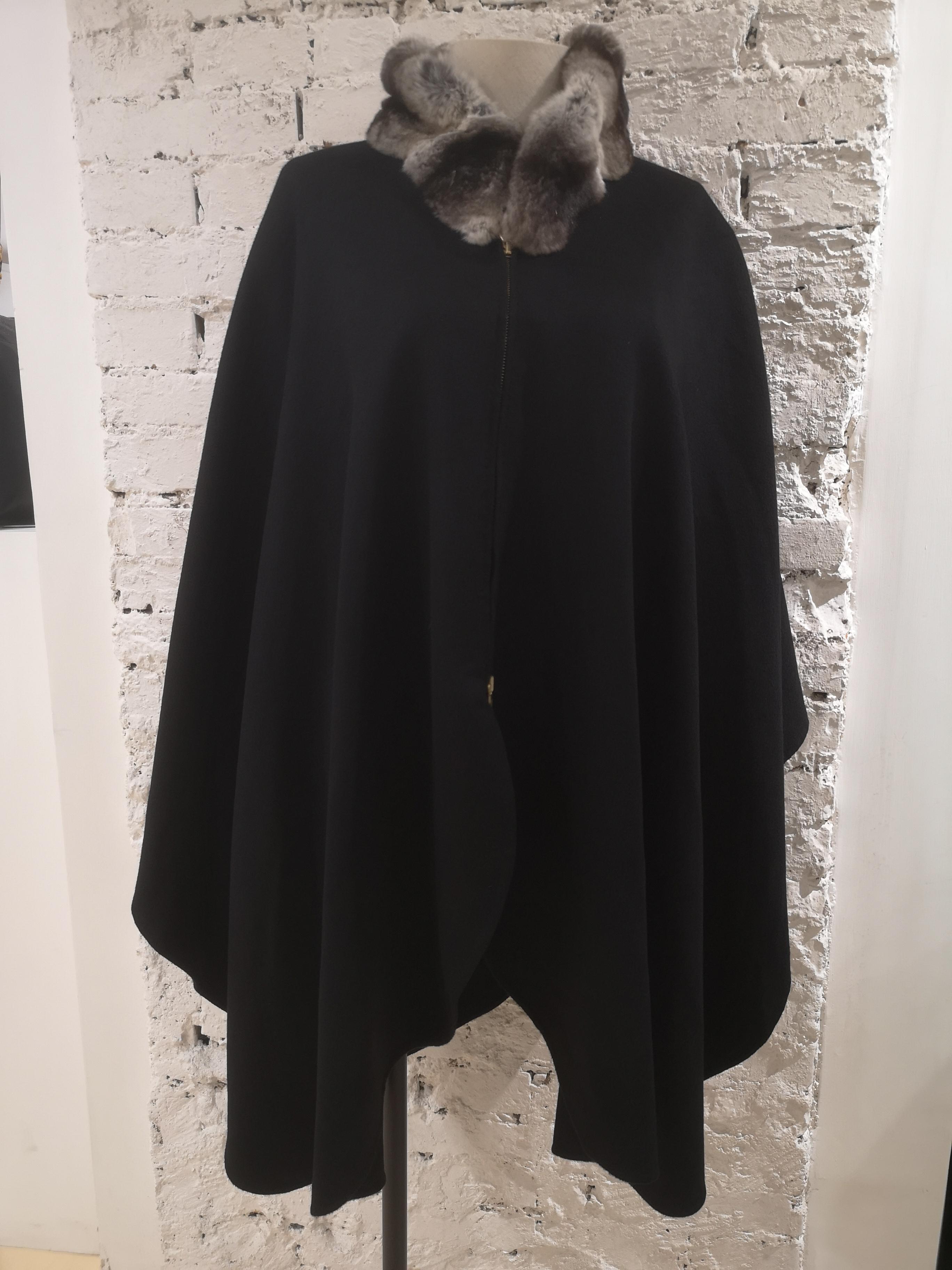 Loro Piana black chinchillà cloak  1