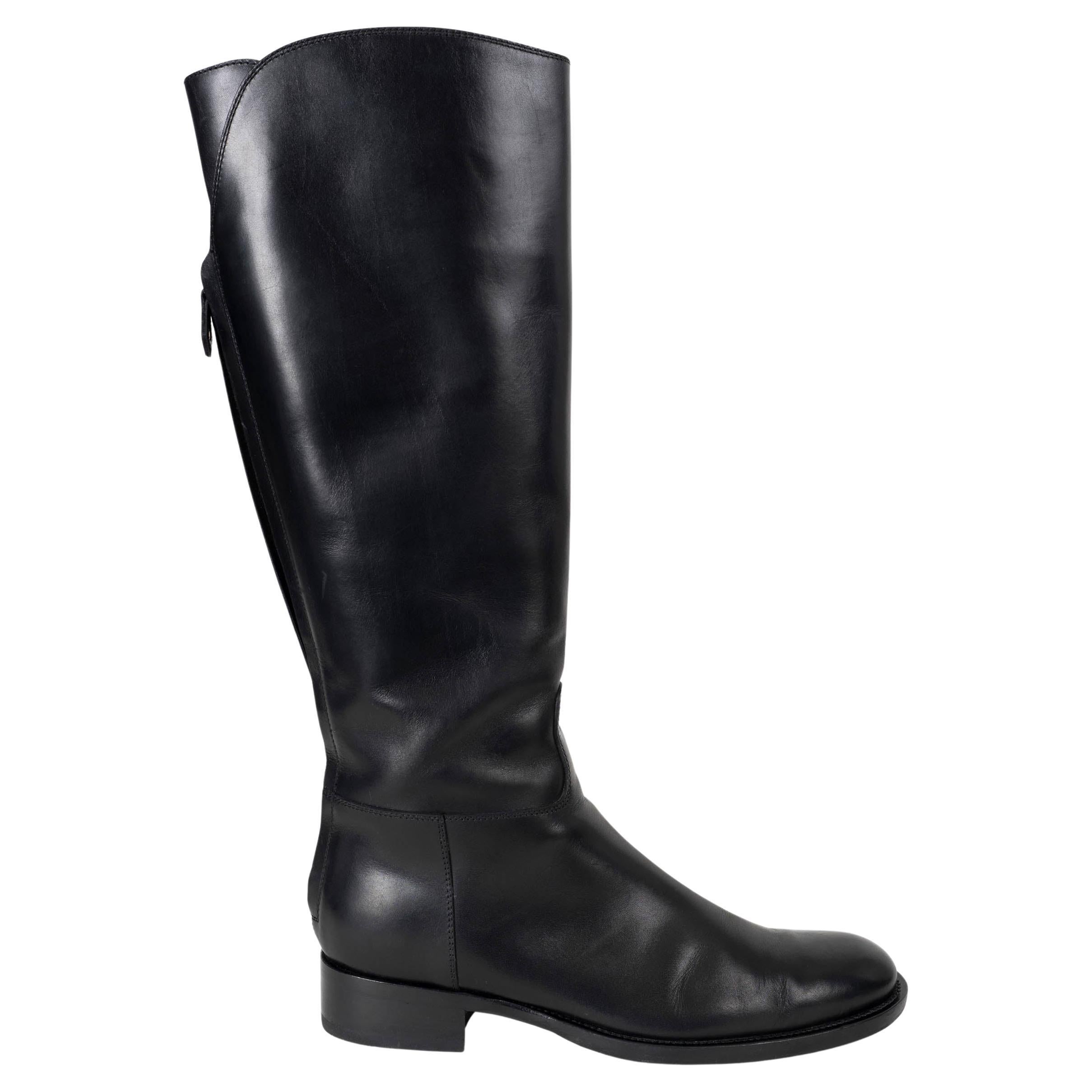 LORO PIANA cuir noir 2023 WELLY RIDING Bottes Chaussures 38