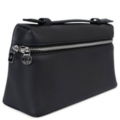 LORO PIANA black leather EXTRA POCKET L19 POUCH Crossbody Bag