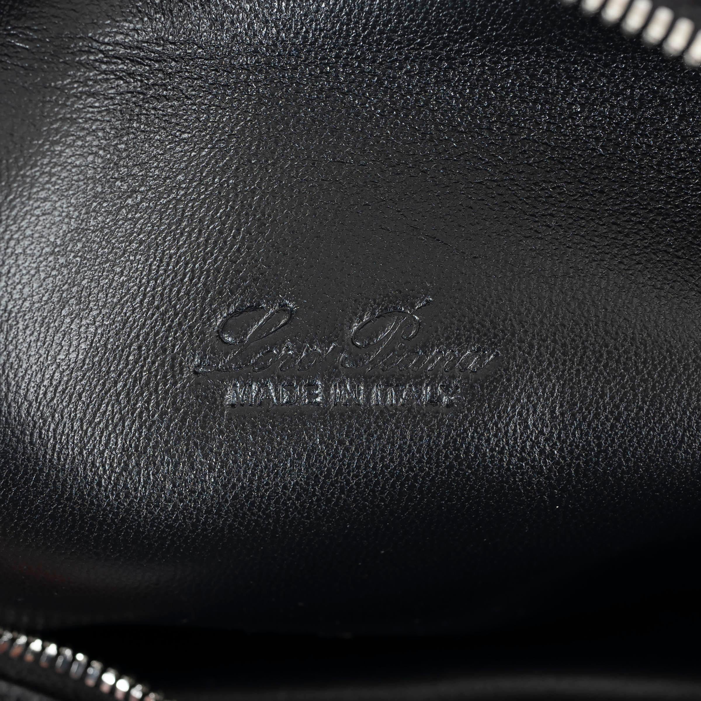 LORO PIANA black leather EXTRA POCKET L19 POUCH Crossbody Bag 3