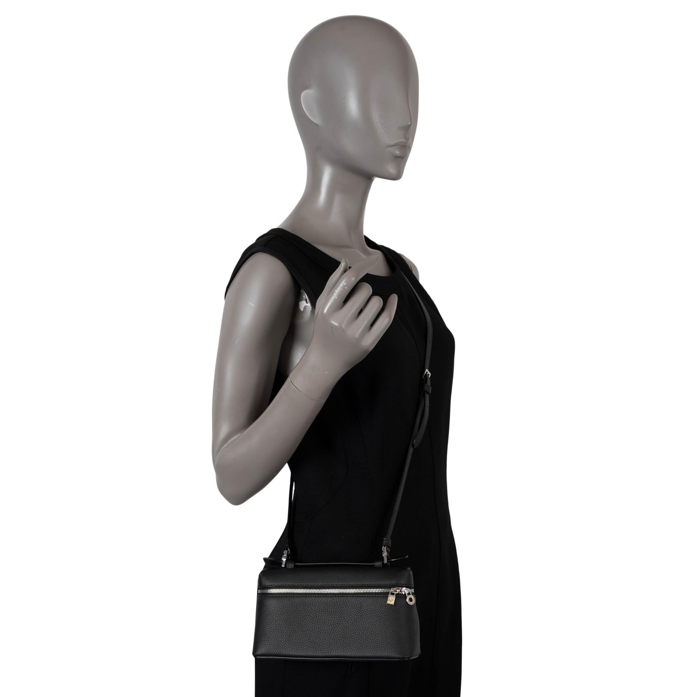 LORO PIANA black leather EXTRA POCKET L19 POUCH Crossbody Bag 4