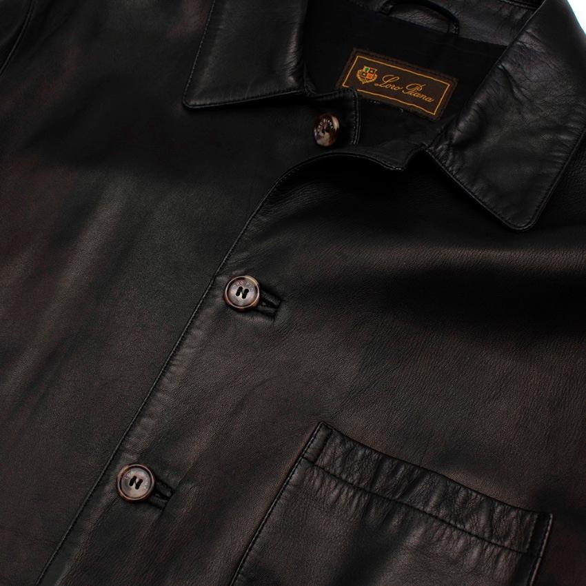 Black Loro Piana Dark Chocolate Brown Leather Jacket - Size L For Sale