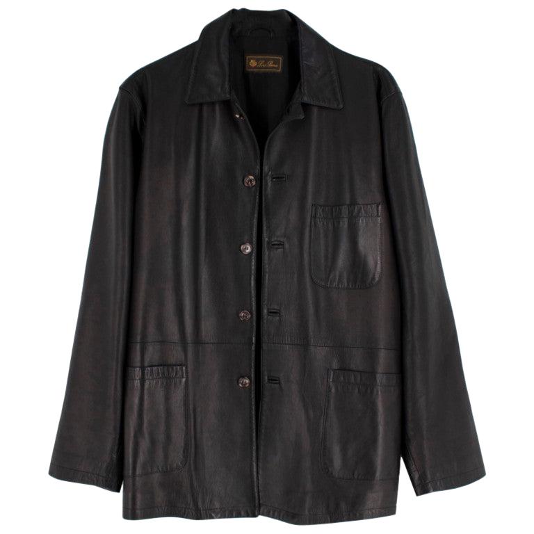 Loro Piana Dark Chocolate Brown Leather Jacket - Size L