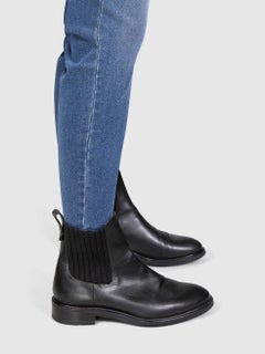 Loro Piana Black Leather Knit Panel Chelsea Boots Size IT 39