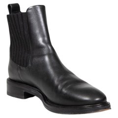 Loro Piana Black Leather Knit Panel Chelsea Boots Size IT 39