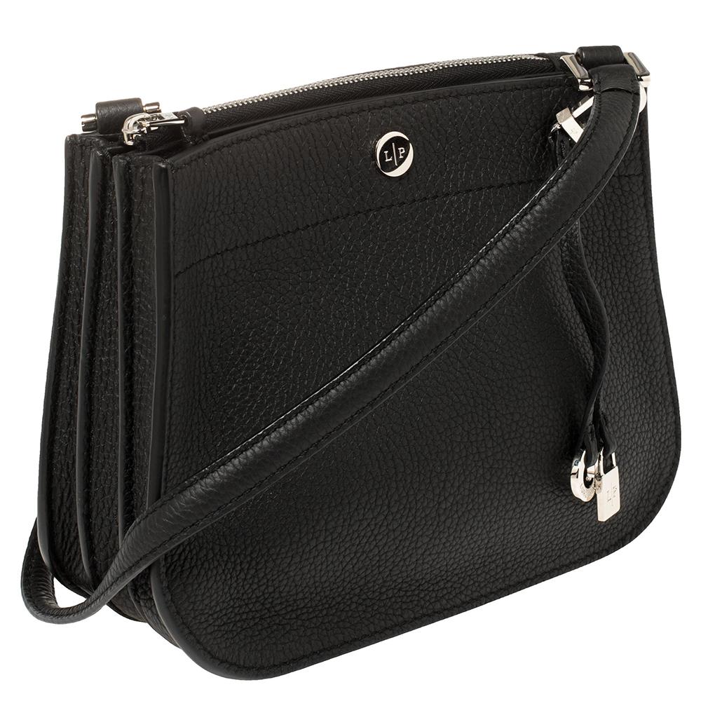 Loro Piana Schwarz Leder Milky Way Odessa Crossbody Tasche Damen