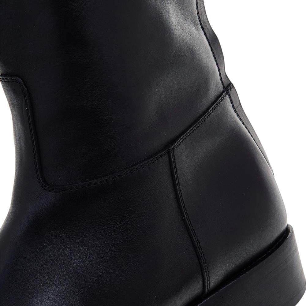 Loro Piana Black Leather Riding Knee Length Boots Size 39 For Sale 2