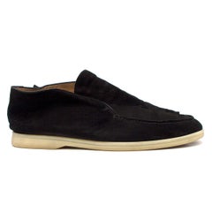 Loro Piana Black Open Walk Suede Ankle Boots 44.5