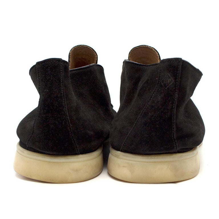 Loro Piana Black Open Walk Suede Ankle Boots 44.5 at 1stDibs