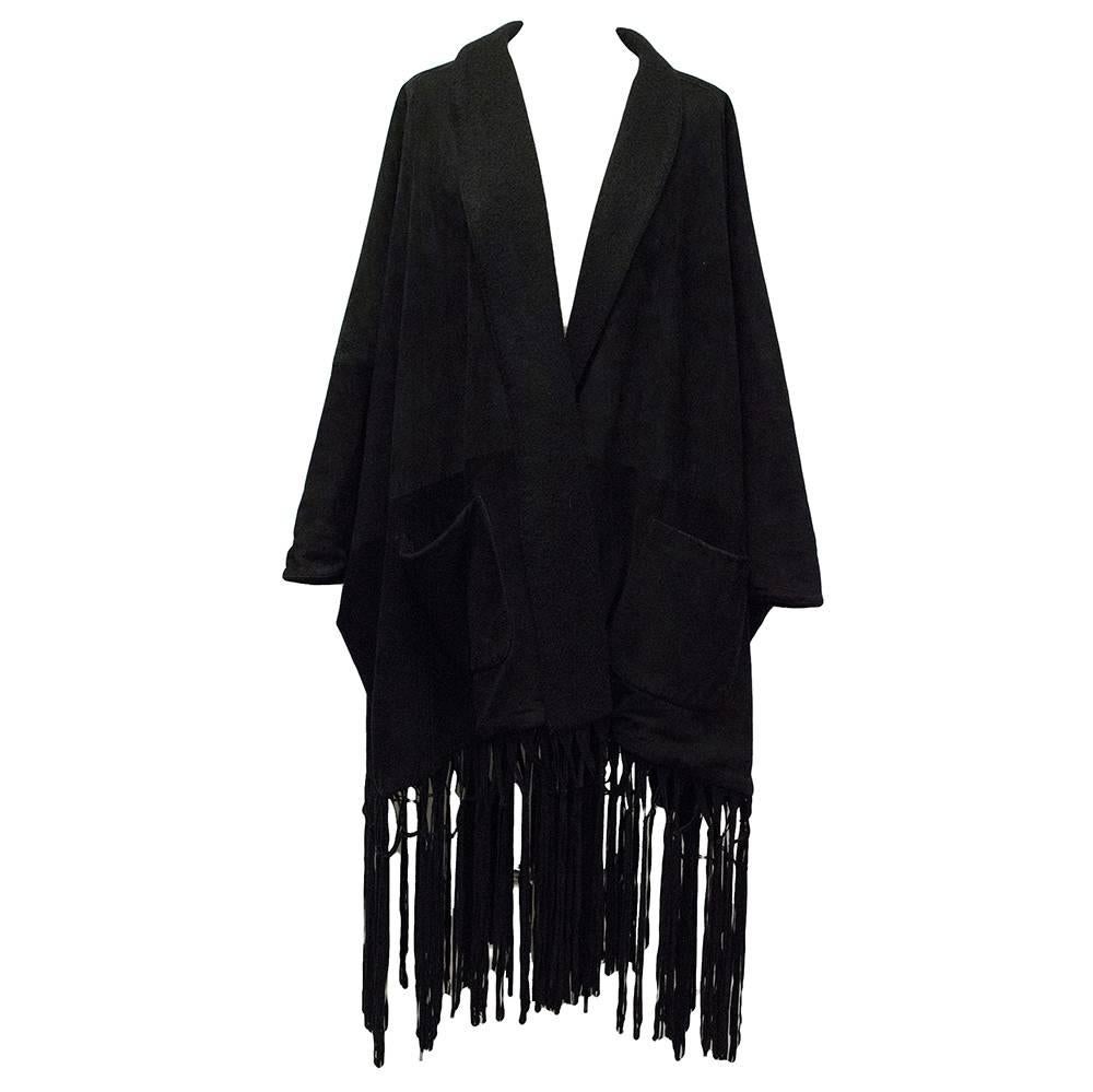  Loro Piana Black Suede & Cashmere Kimono UK size 8-10 For Sale