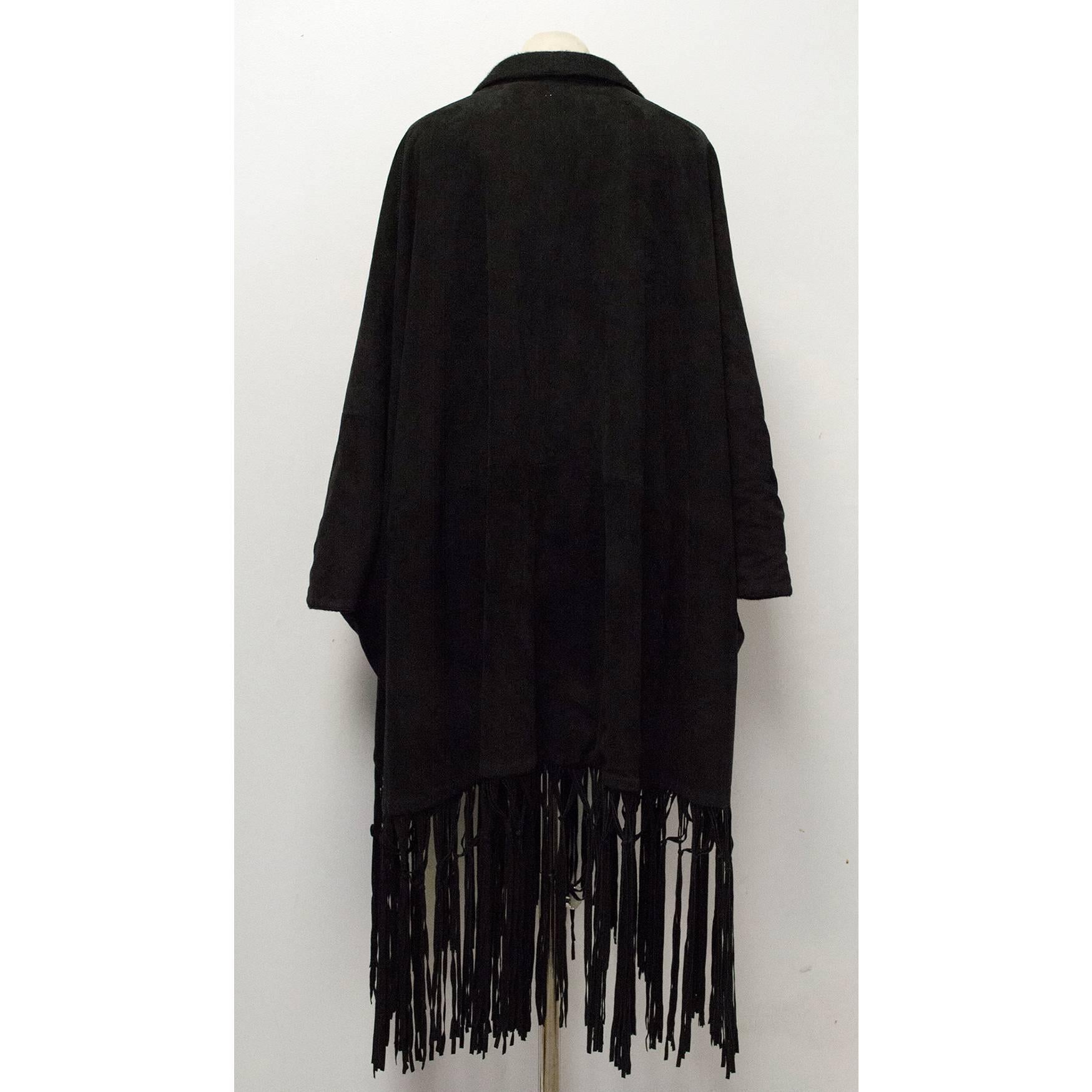Women's  Loro Piana Black Suede & Cashmere Kimono - Size M For Sale