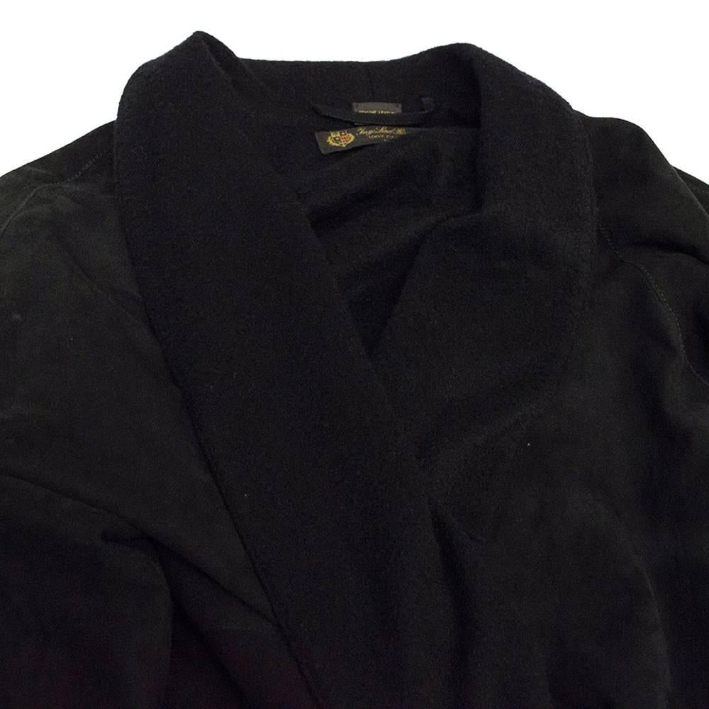  Loro Piana Black Suede & Cashmere Kimono - Size M For Sale 1