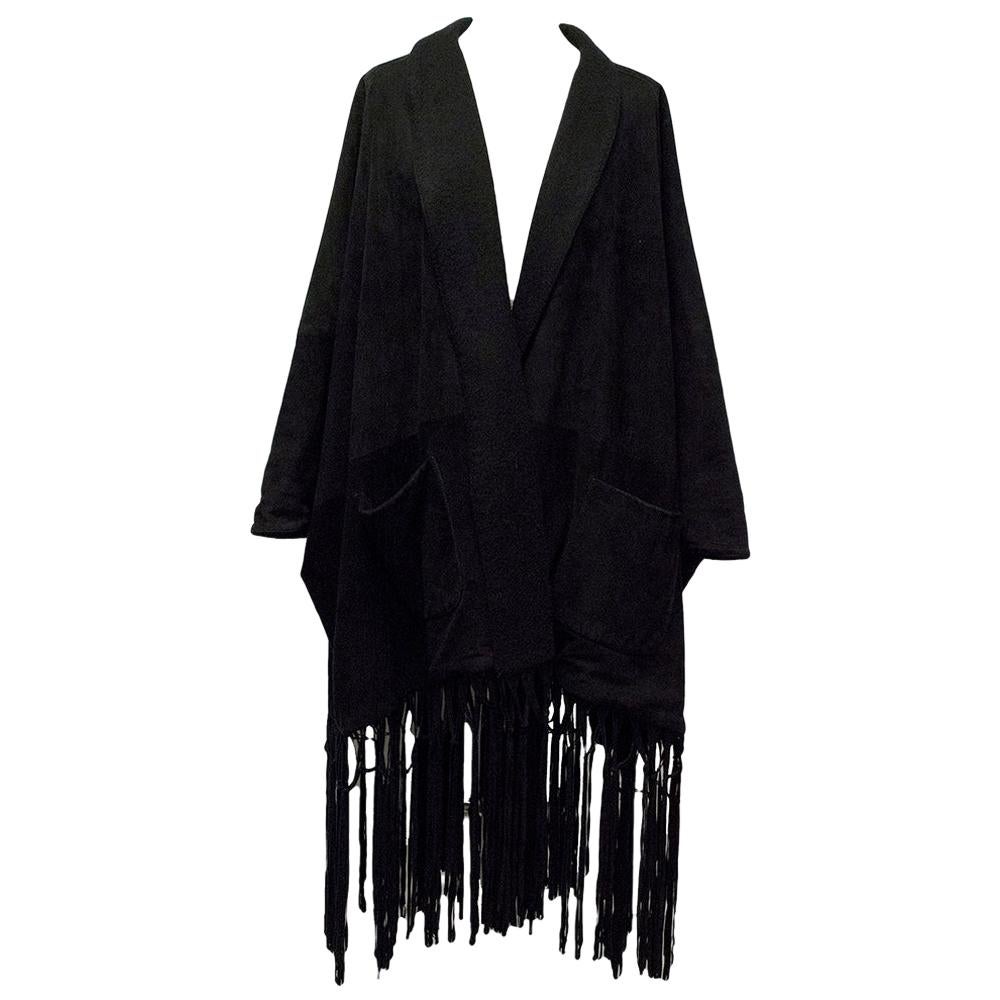 Loro Piana Black Suede & Cashmere Kimono - Size M For Sale