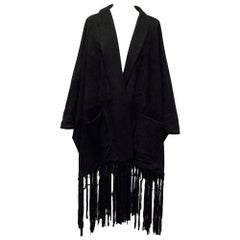  Loro Piana Black Suede & Cashmere Kimono - Size M