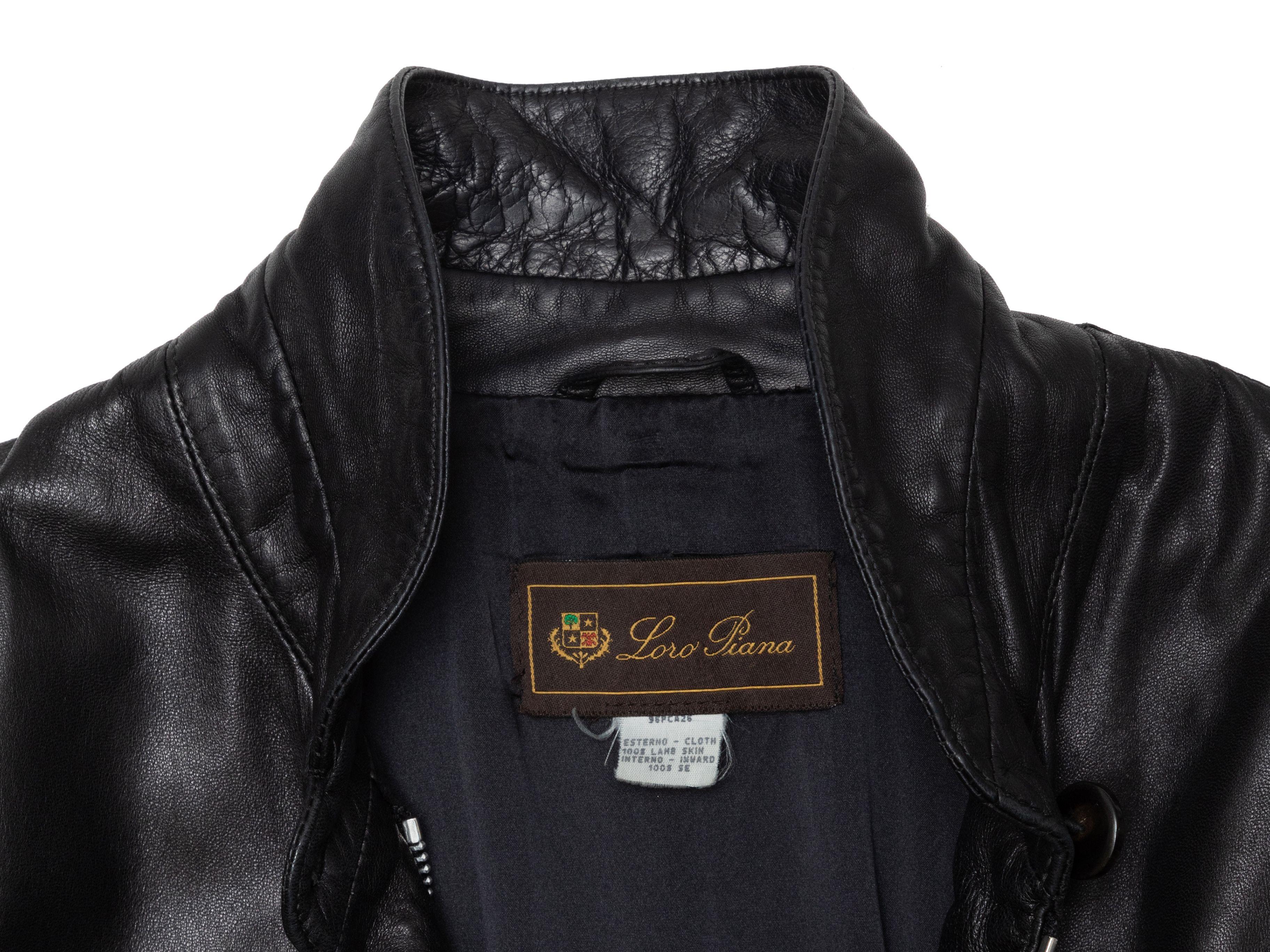 Loro Piana Black Zip-Up Leather Jacket In Good Condition In New York, NY