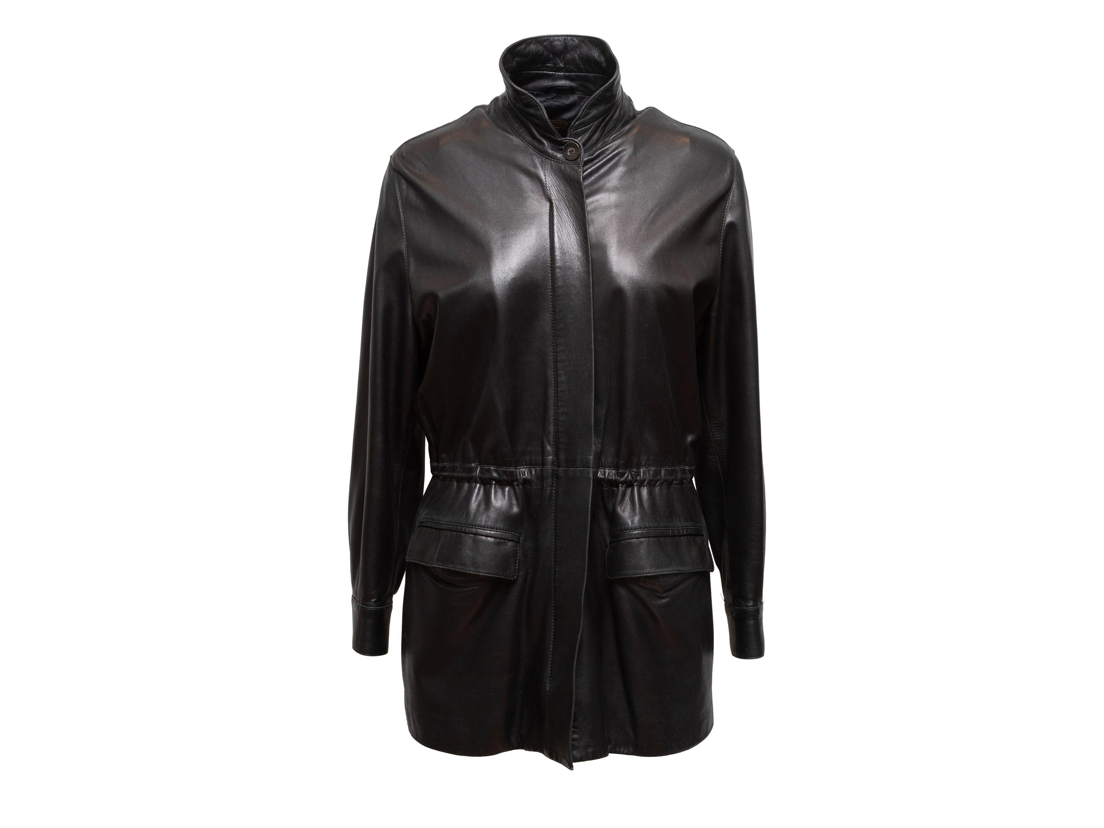 Women's Loro Piana Black Zip-Up Leather Jacket