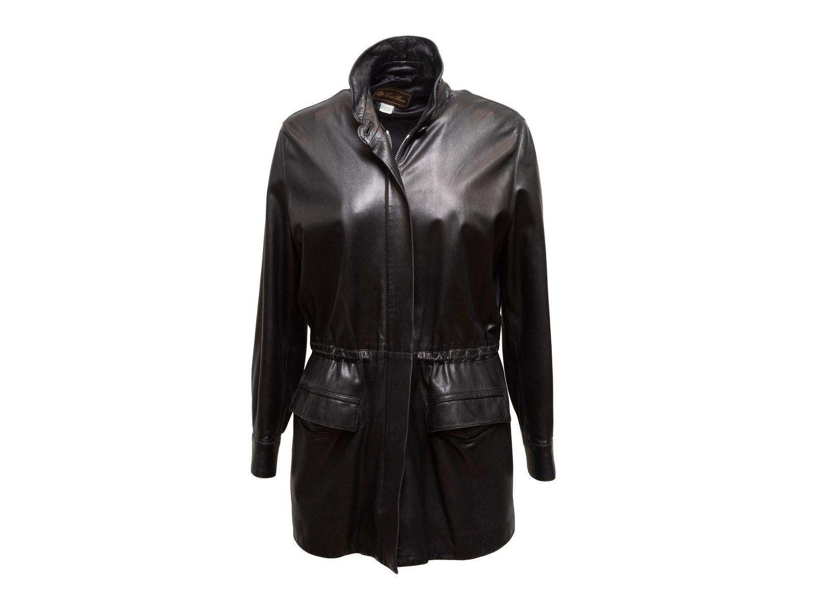 Loro Piana Black Zip-Up Leather Jacket 1