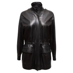 Loro Piana Schwarze Zip-Up Lederjacke