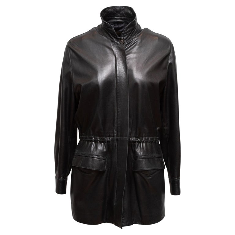 Loro Piana Black Zip-Up Leather Jacket at 1stDibs
