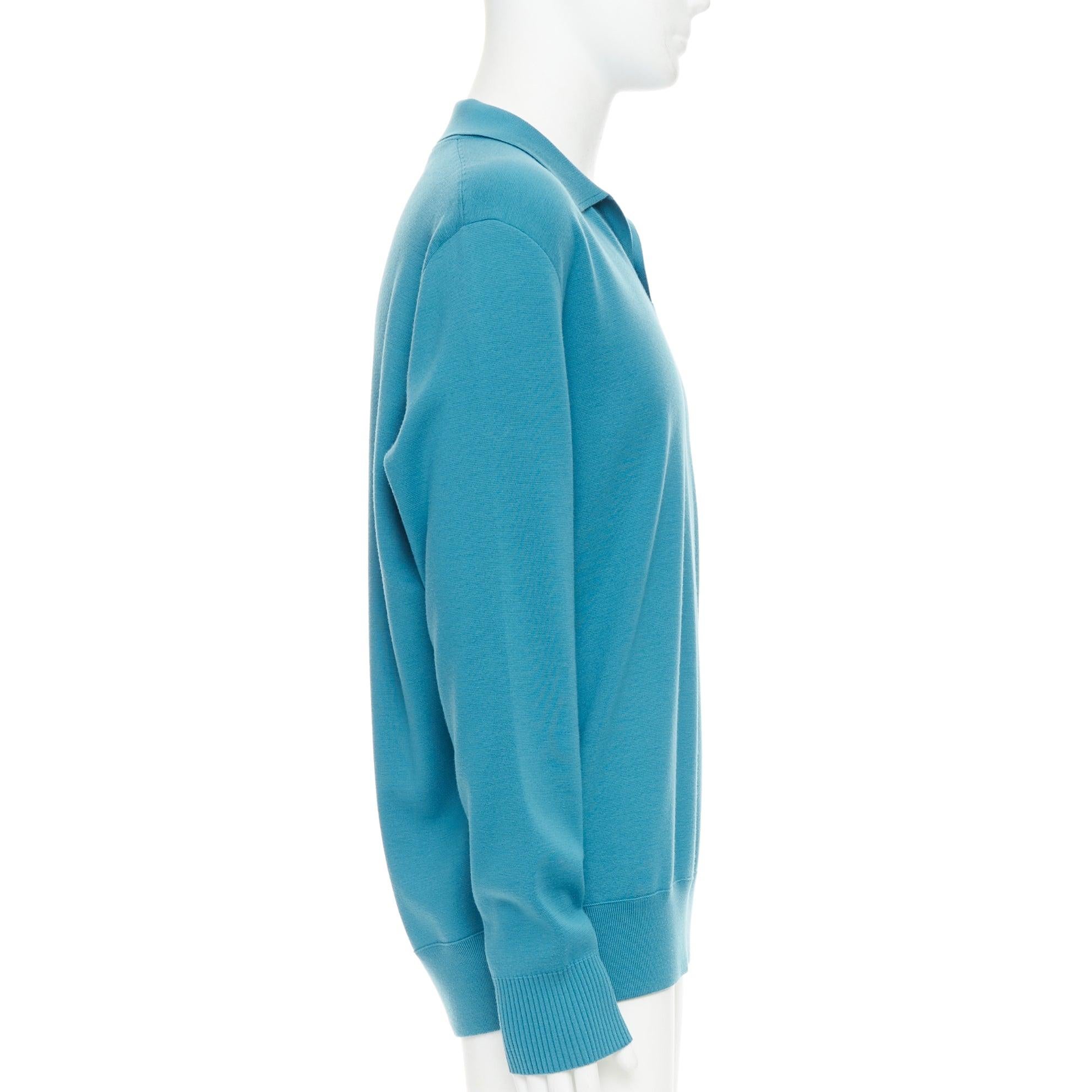 Loro Piana blu, 100% lana vergine, polo a maniche lunghe IT54 2XL In condizioni ottime a Hong Kong, NT