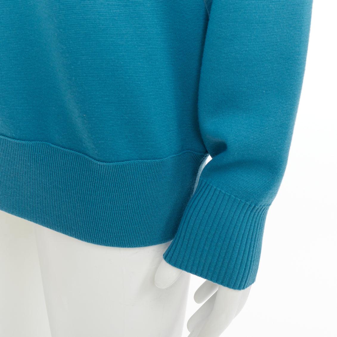 Loro Piana blu, 100% lana vergine, polo a maniche lunghe IT54 2XL 2