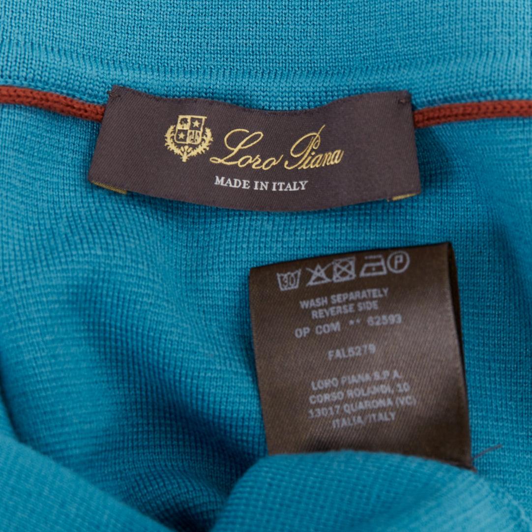 Loro Piana blu, 100% lana vergine, polo a maniche lunghe IT54 2XL 3