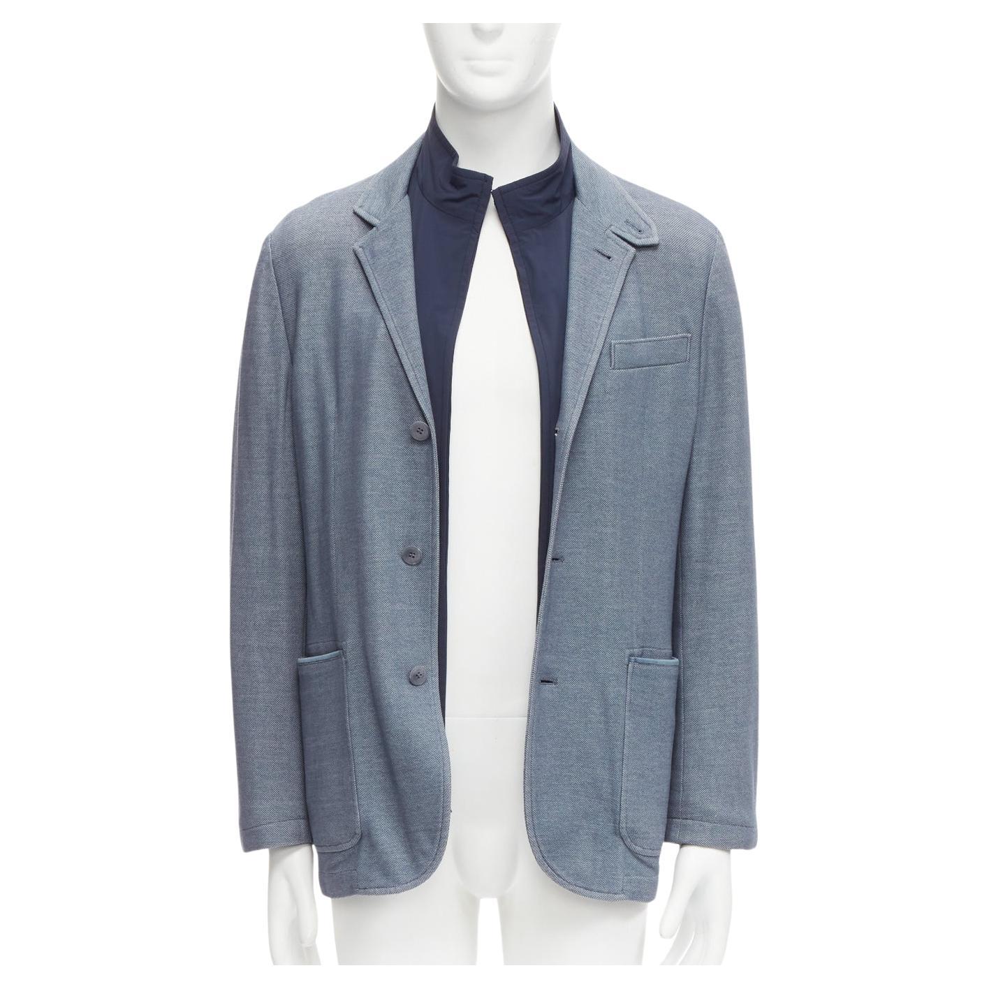 LORO PIANA blue 2-in-1 detachable layer pocketed blazer jacket M For Sale
