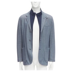 LORO PIANA blue 2-in-1 detachable layer pocketed blazer jacket M