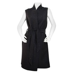 Loro Piana Blue Baby Cashmere Vest w/ Sequin Flex & Waist Tie sz Medium