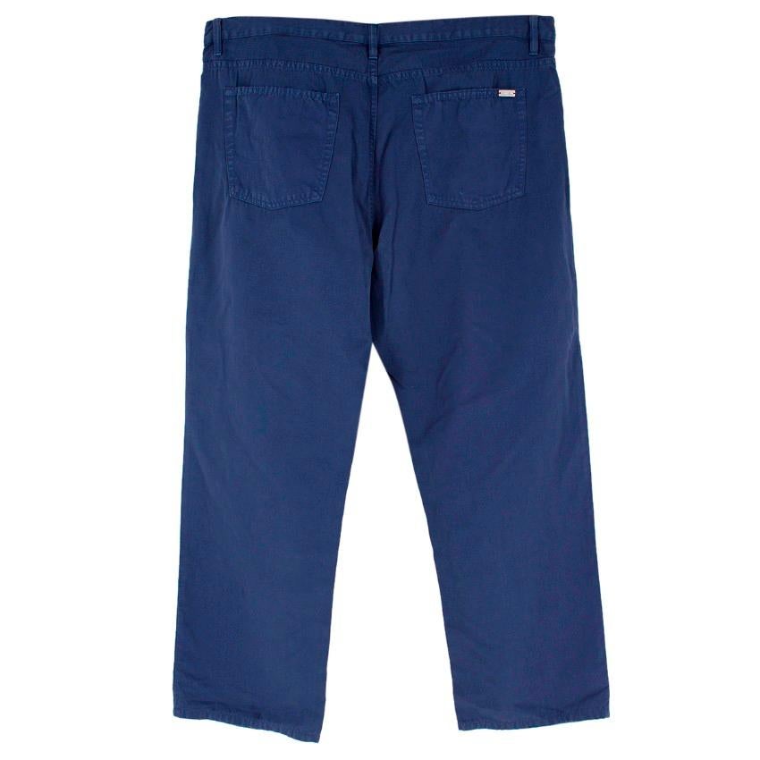 Loro Piana Blue Chino Trousers

- Blue Chino Trousers
- Cotton and Flax Blend
- Wide, straight leg
- Side slip and back jet pockets
- Button and zip fastening closure

Please note, these items are pre-owned and may show some signs of storage, even
