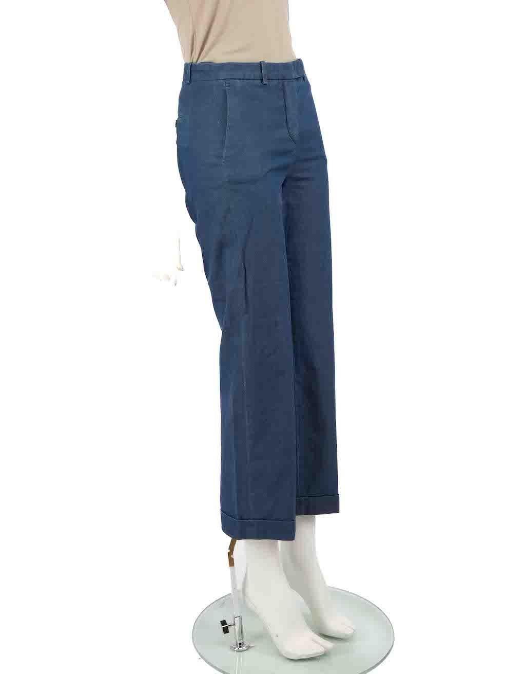 CONDITION is Very good. Hardly any visible wear to trousers is evident on this used Loro Piana designer resale item.
 
 
 
 Details
 
 
 Blue
 
 Cotton
 
 Trousers
 
 Straight leg
 
 Mid rise
 
 Cropped fit
 
 2x Side pockets
 
 2x Back pockets
 
