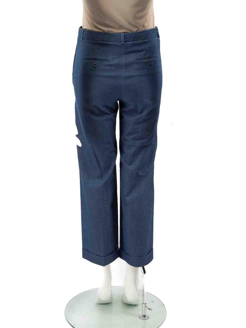 Loro Piana Blue Cropped Straight Leg Trousers Size XS In Good Condition For Sale In London, GB