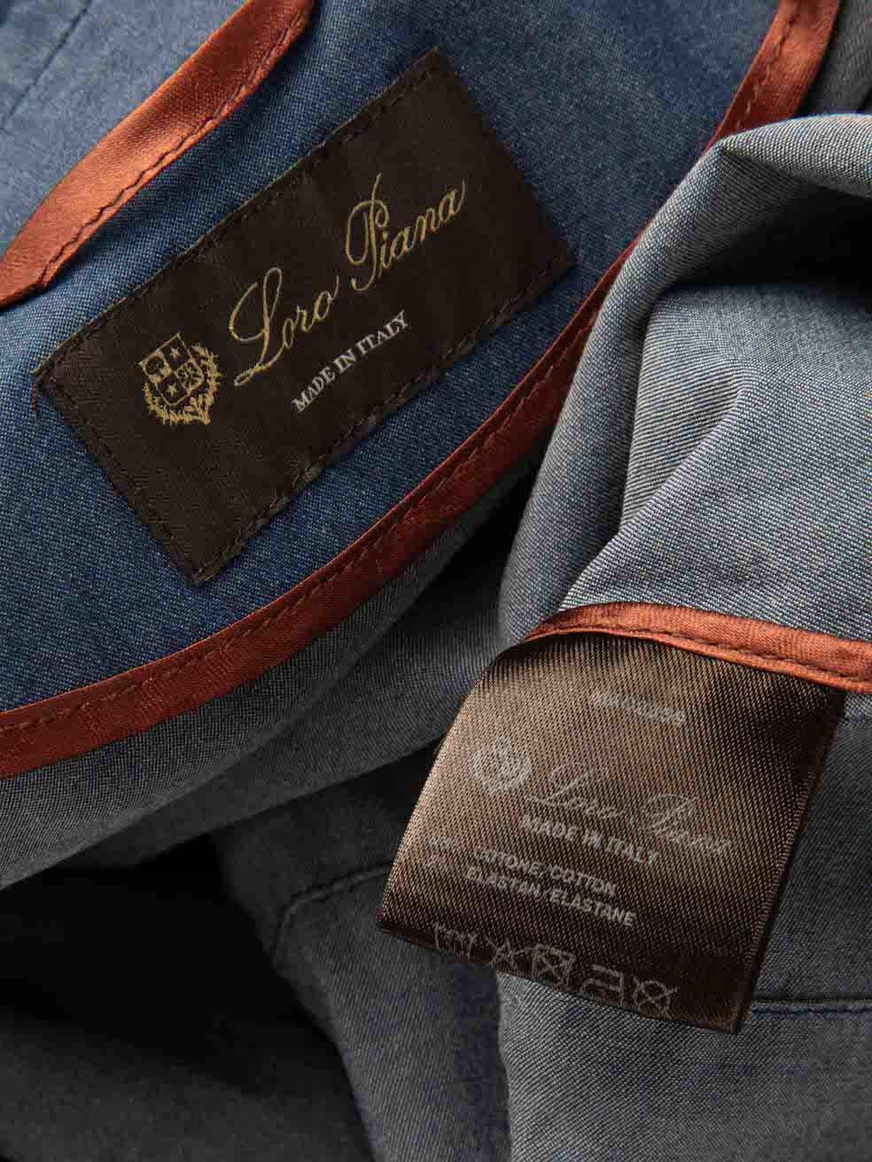 Loro Piana blazer tailleur en jean léger bleu, taille XS en vente 2